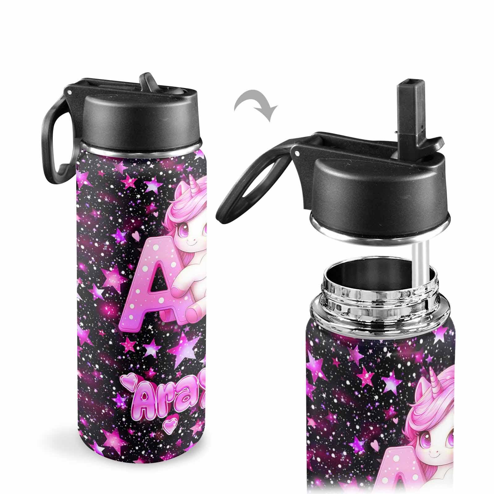 Personalized Kids Water Bottle, Unicorn Stainless Steel Insulated ...