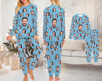 Custom Pajamas With Face,personalized Photo Long Sleeve Pajama Set, Custom  Pajama Pants, Couple Pajamas With Photo,family Christmas Pajamas -   Canada