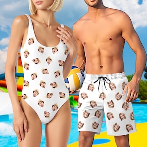 Aangepast badpak, gepersonaliseerde strandshort met foto, badpak met aangepast gezicht, badpak, zwembroek, vrijgezellenfeest, verjaardagscadeau