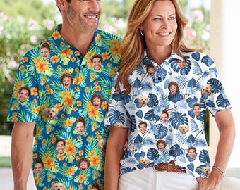 Custom Face Polo Shirt, Personalized Photo Print Golf Shirt