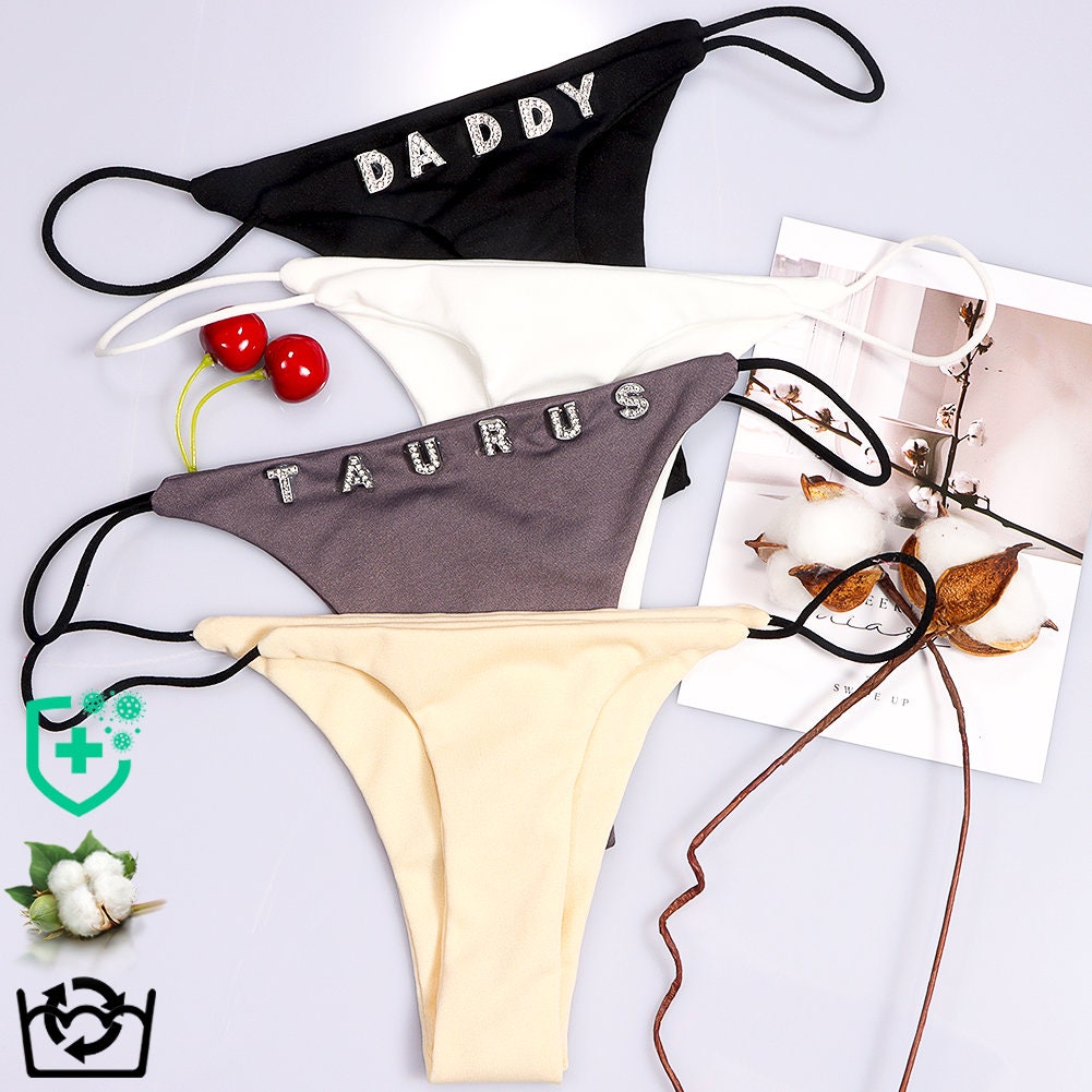 Custom Thong Panties With Rhinestone Letters 3Pcs/Set For Women DIY Name  Underwear Bikini Girl Customize Couple Gifts Girlfriend - AliExpress