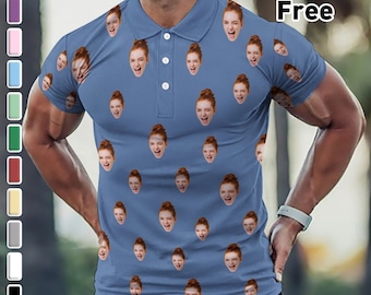 Op maat gemaakt poloshirt voor heren Gepersonaliseerde golfshirt met korte mouwen en afbeeldingslogo Gezicht Hond Foto Bedrukt Poloshirt Aangepaste huisdierfotopolo's