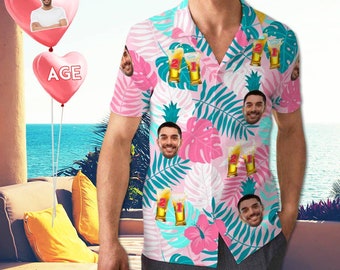 Camisa hawaiana personalizada con foto, camisa hawaiana de cerveza con foto personalizada