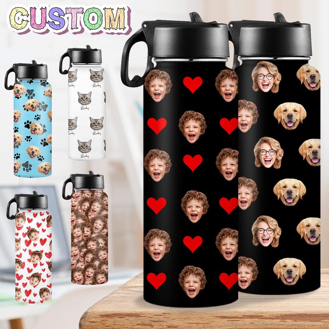 Personalized Kids Water Bottle, Insulated Stainless Steel With Straw - Etsy
