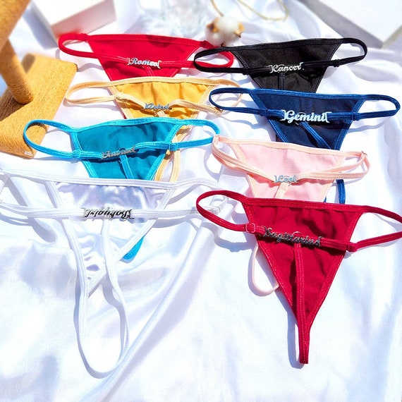 Customizable Crystal Letter Waist Chain Bikini Panties: Sexy Thong