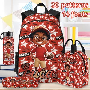 Custom Name Backpack Black Boy,Personalized School Bookbag for Kids,Water Bottle with Lunch Bag Set,Text School Bag,Back To School Gifts