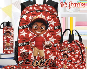 thumbnail image 2 of Personalised School Backpack 3-Piece Set – Kids Unisex, Bag + Lunch Box + Water Bottle, Dinosaur Theme 2 of 6
