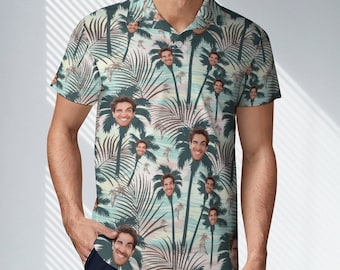 Custom Face Tropical Polo Shirt: Personalized Photo Shirt, Birthday Gift