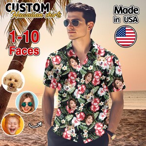 Personalize Hawaiian Shirt with Face, Personalized Men Women Hawaiian Button Shirts, Bachelor Hawaii Party Shirts, Birthday Gifts