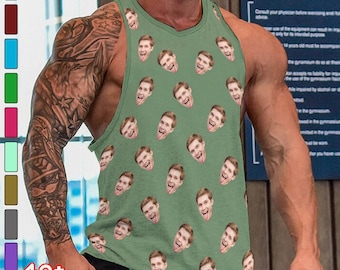 Personalized Men's Tank Top: Custom Face Photo Print Gift