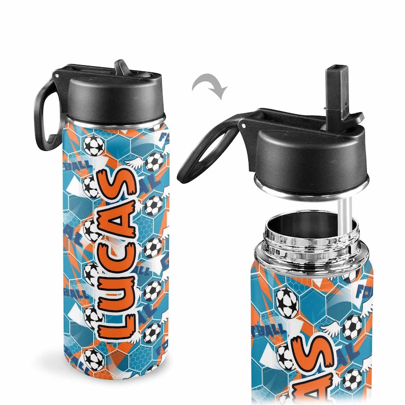 Personalized Kids Water Bottle, Insulated Stainless Steel With Straw - Etsy