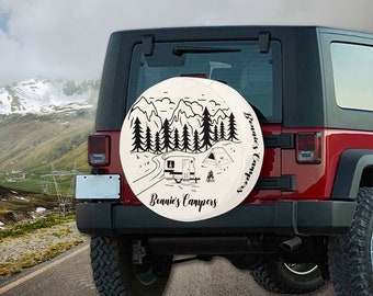 Custom Text Spare Tire Cover: Personalized Jeep, Camper, SUV Wheel Decor