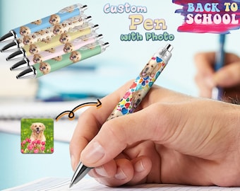 Custom Pen with Photo Personalized Dog Face Ballpoint Pens Custom Logo Picture Image Pen Retractable Back to School Gifts for Students