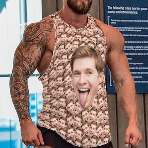 Custom Tank Tops Vest for Men Personalized Sleeveless T-Shirt with Picture Face Photo Printed Tank Funny Birthday Gifts for Dad
