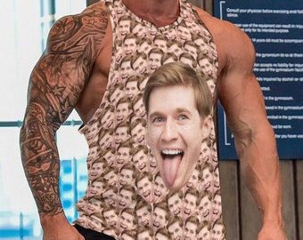 Custom Face Tank Top for Men, Personalized Photo Vest