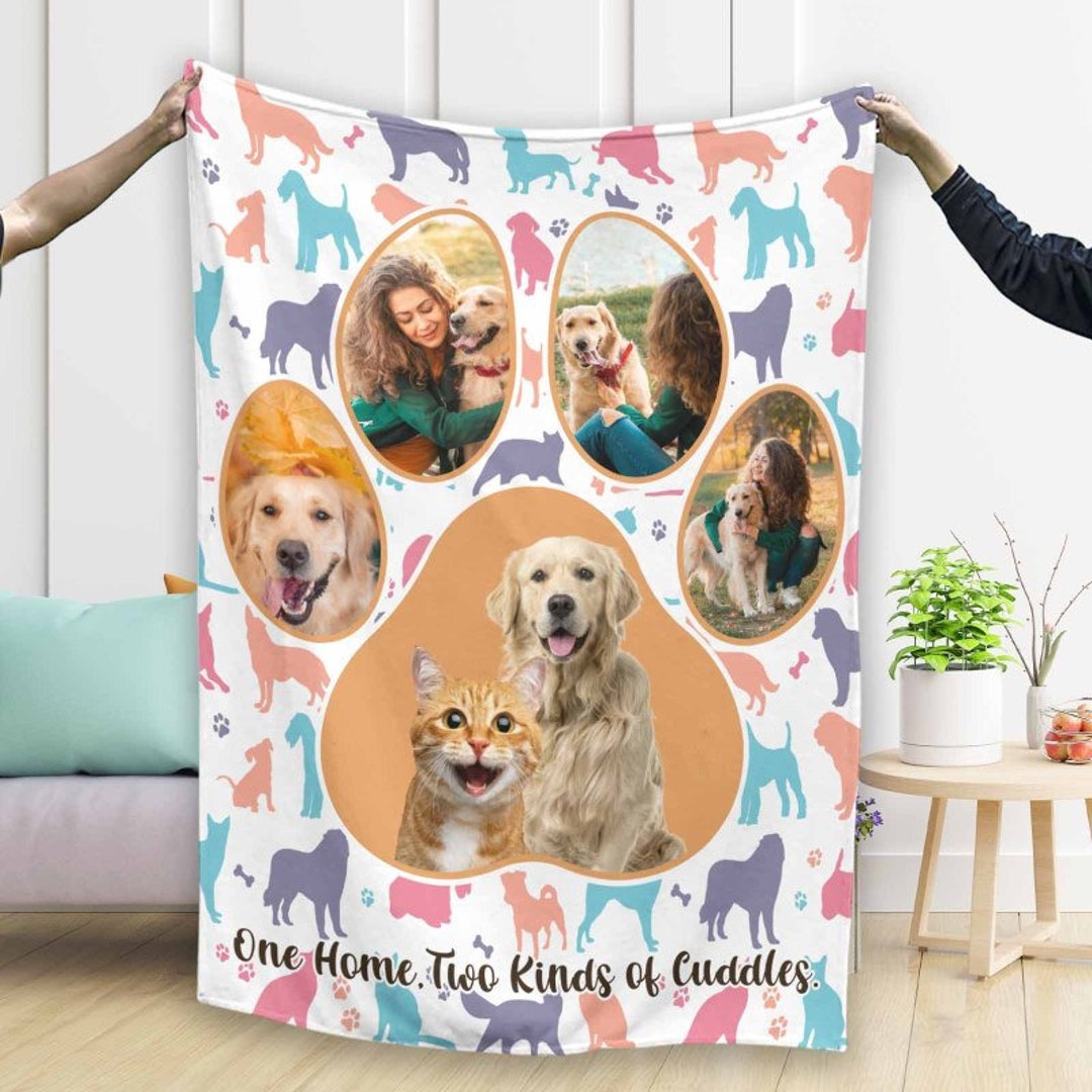 Custom Dog Photo Blanket Made in USA Personalized Pet Memorial Throw ...