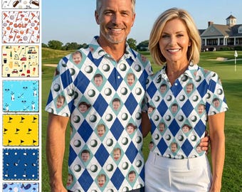 Custom Face Golf Polo, Personalized Photo Shirt, Summer Golf Lover Gift, Father's Day Present