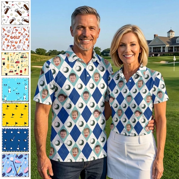Custom Face Golf Polo, Personalized Photo Shirt, Summer Golf Lover Gift, Father's Day Present
