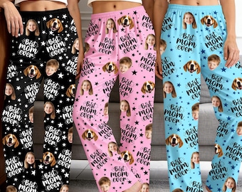 Custom Photo Pajama Pants, Personalized Mother's Day Gift, Kids and Dogs Sleepwear