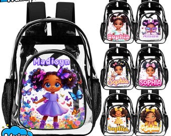 Custom Clear Backpack, Personalized Name, PVC Schoolbag