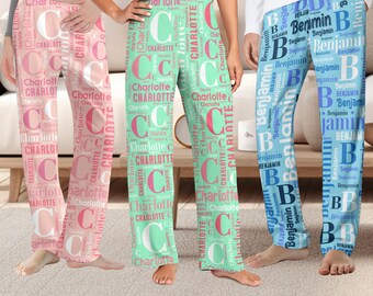 Custom Name Pajama Pants, Personalized Sleepwear, Birthday Gift