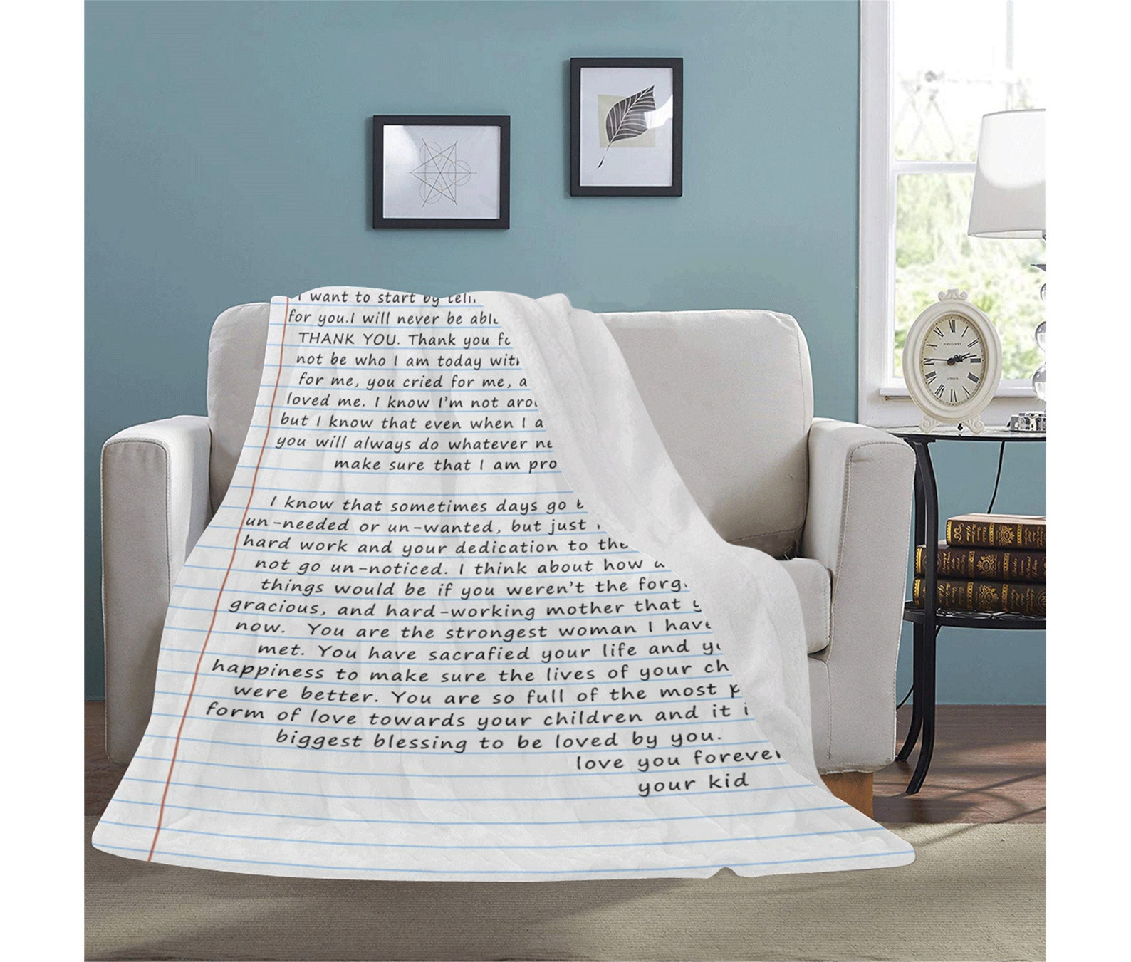 Custom Fleece Blanket with Text Thank You Mom Personalized Etsy