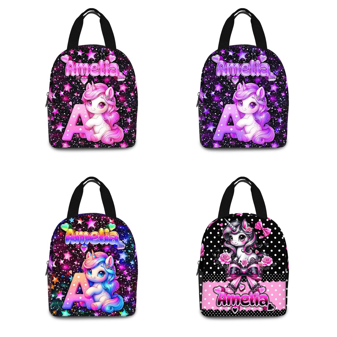 Personalized Unicorn Backpack Set, Girls School Bag With Lunch Bag - Etsy