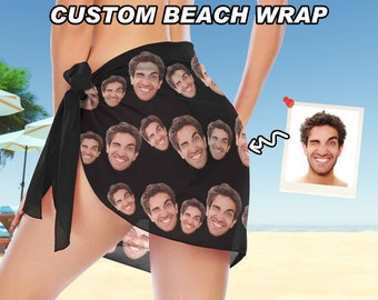Custom Face Beach Sarong, Personalized Photo Swimsuit Cover Up