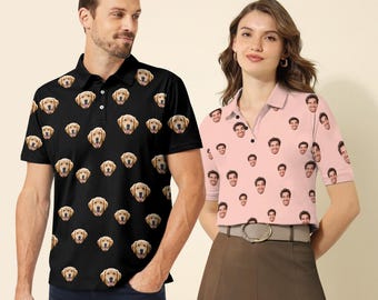 Custom Face Polo Shirt, Personalized Photo Golf Shirt, Birthday Gift for Dad