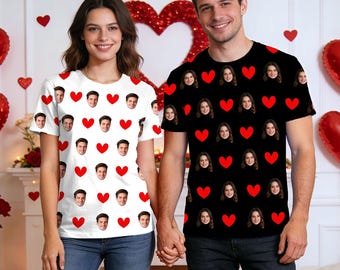 Custom Face T-Shirt: Personalized Photo Shirt for Men & Women, Valentine's Day Gifts