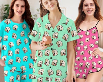 Benutzerdefinierte Hundegesicht Pyjama Set, personalisierte Haustier Foto Pyjamas
