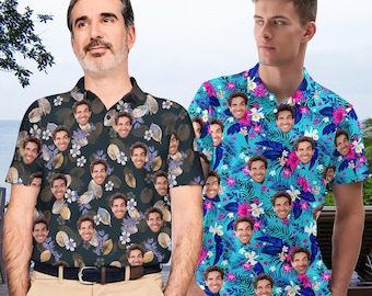 Custom Face Print Polo Shirt, Personalized Photo Gift