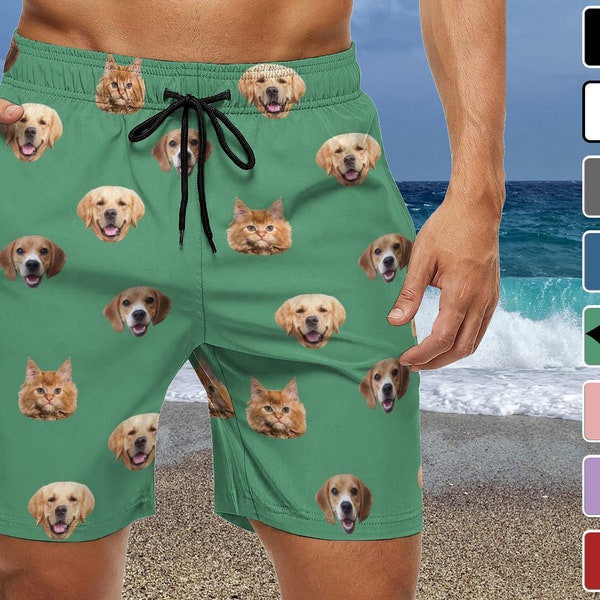 Personalisierte Badehose, personalisierte Strandshorts mit Hundefoto, benutzerdefinierter Board Short Badeanzug für Männer, Geburtstagsgeschenke für Ihn