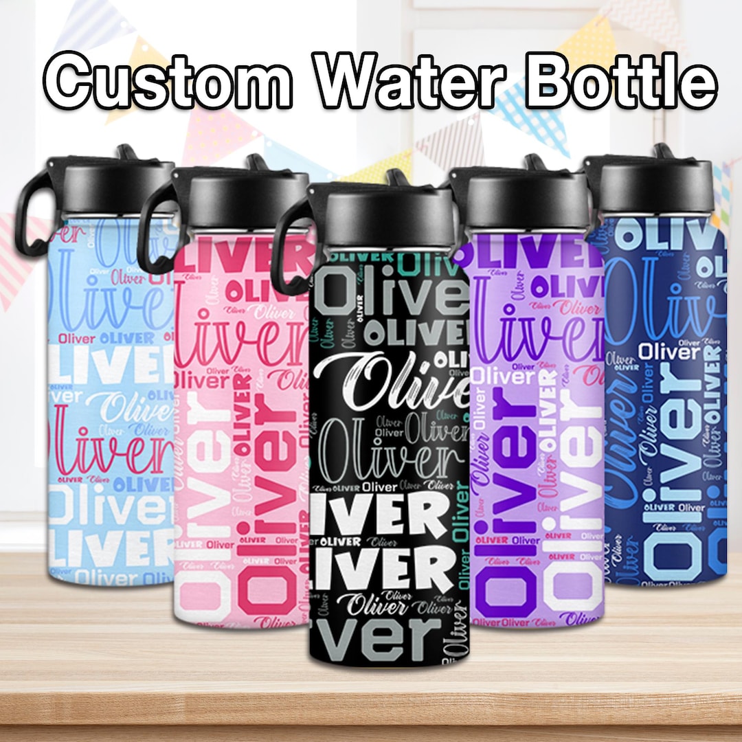Personalized Kids Stainless Steel Water Bottle With Straw - Etsy