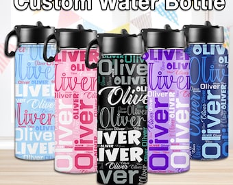 Personalized Kids Stainless Steel Water Bottle with Straw
