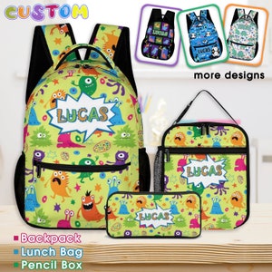 Sac à dos personnalisé, Ensemble de sacs à lunch, Boîte à lunch personnalisée cartable dinosaure, Trousse personnalisée, Rentrée scolaire, Cadeaux d'anniversaire pour garçon