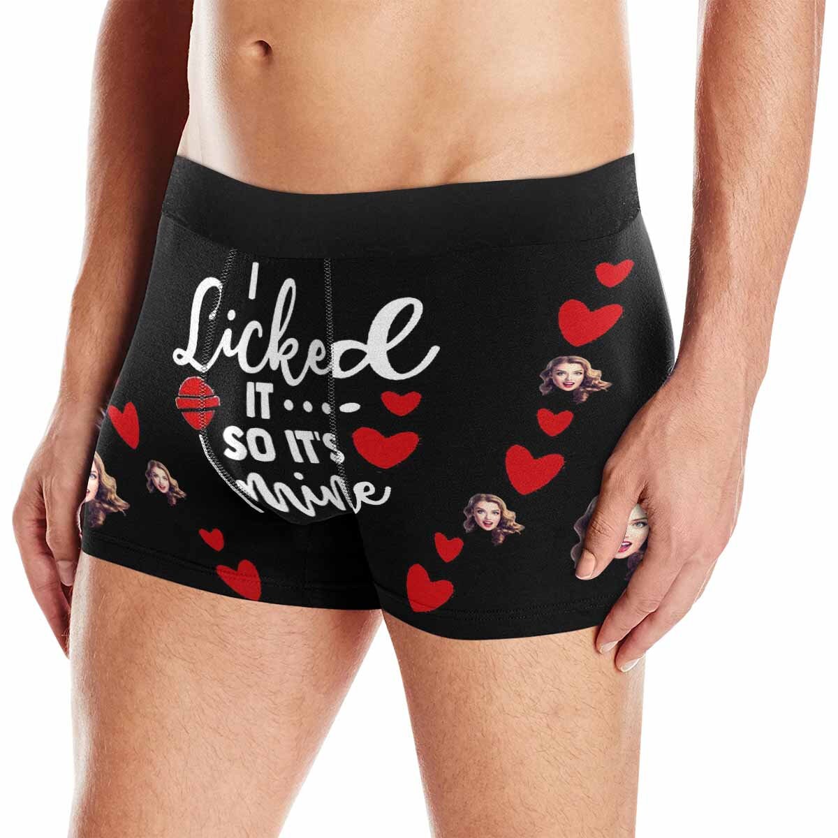 Custom Photo Men's Boxer Briefs Personalized I Licked It so It's Mine Funny  Face Shorts Underwear Valentine's Day Gifts for Him 