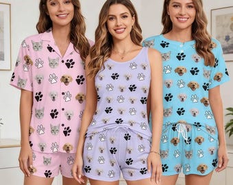 Custom Pet Photo Pajama Set, Personalized Women's Pajamas