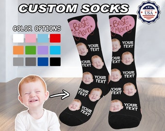 Custom Face Socks,Personalized Socks with Photo,Letter Name Socks for Women,Socks with Text,Mother's Day Birthday Gifts for Mom