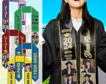 Custom Abitur 2024 Abschluss-Stola: Personalisierte Name & Foto Schärpe