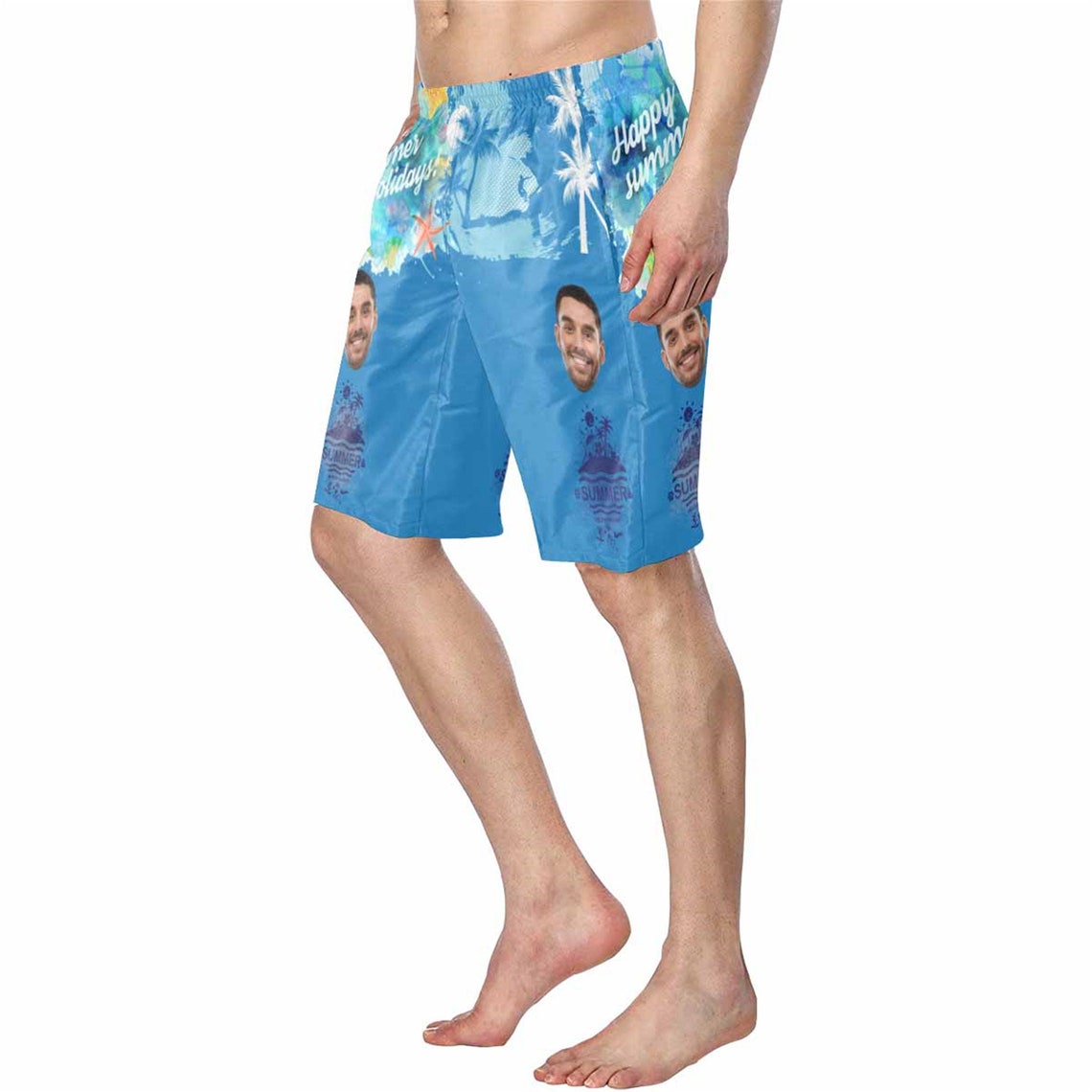Custom Funny Swim Shorts with Faces Customized Gifts Mens Etsy