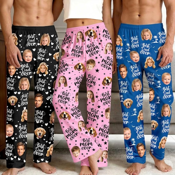 Custom Photo Pajama Pants, Personalized Mother's Day Gift, Father's Day Gift, Kids and Dogs Sleepwear