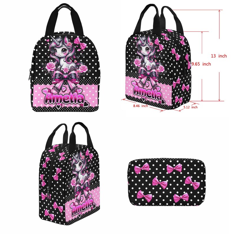 Personalized Unicorn Backpack Set, Girls School Bag With Lunch Bag - Etsy