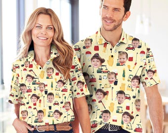 Custom Face Polo Shirt, Personalized Photo Golf Shirt