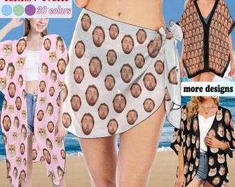 Custom Face Beach Sarong, Personalized Photo Cover Up