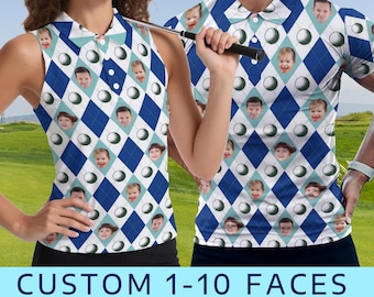 Personalized Face Polo Shirt, Custom Golf Shirt, Photo Gift, Birthday Surprise