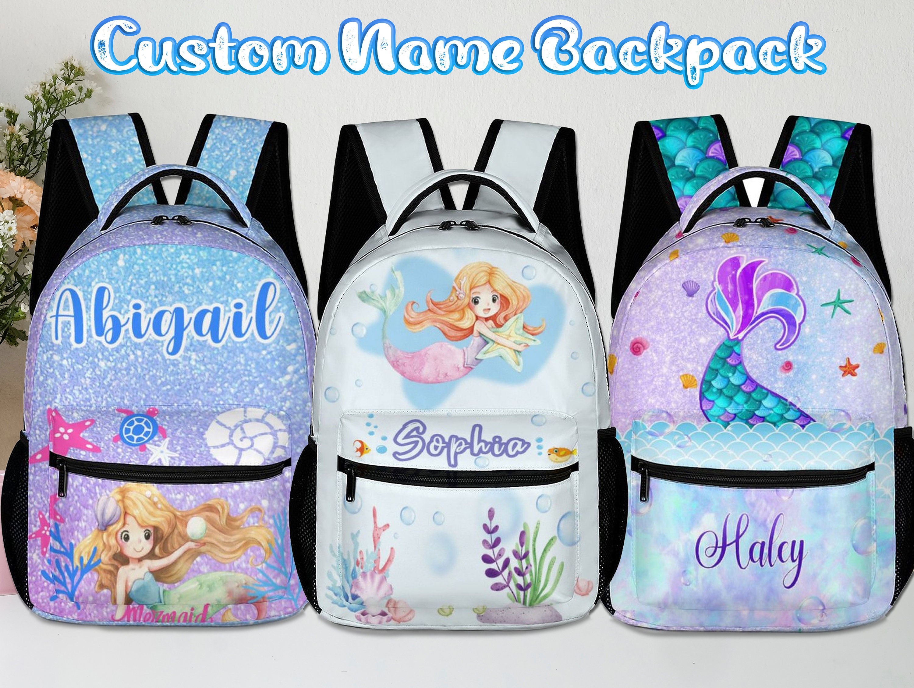 Mermaid Backpack Personalized Etsy
