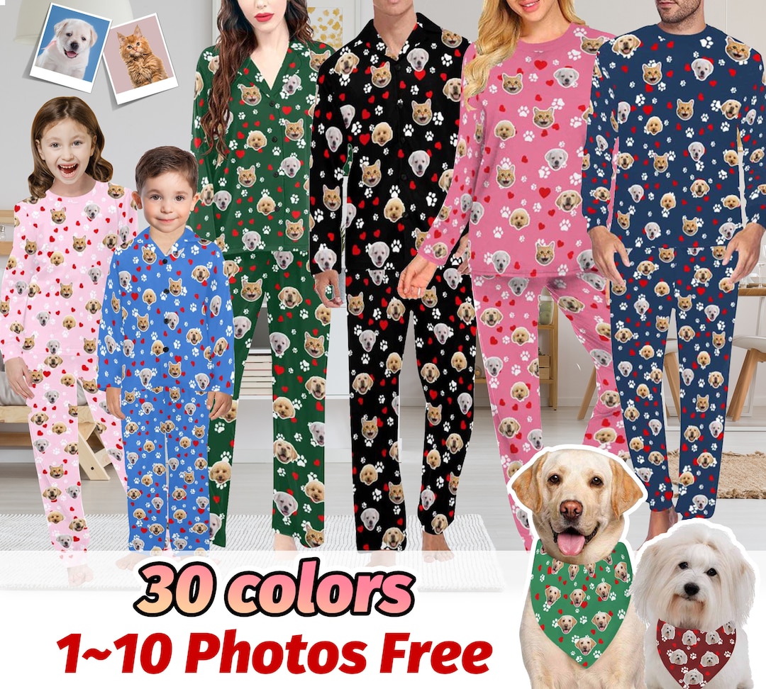Custom Face Pajamas Set,personalized Photo Long Sleeve Pajamas,custom