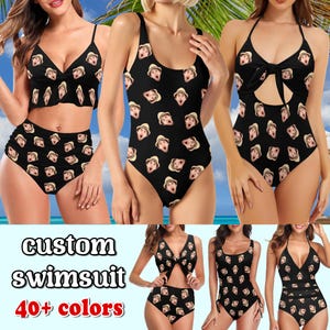 Custom Face Swimsuit,Personalized Bikini For Woman,Summer Holiday Bathing Suits,Wedding One/Two Piece Swimwear,Bachelorette Party Gift