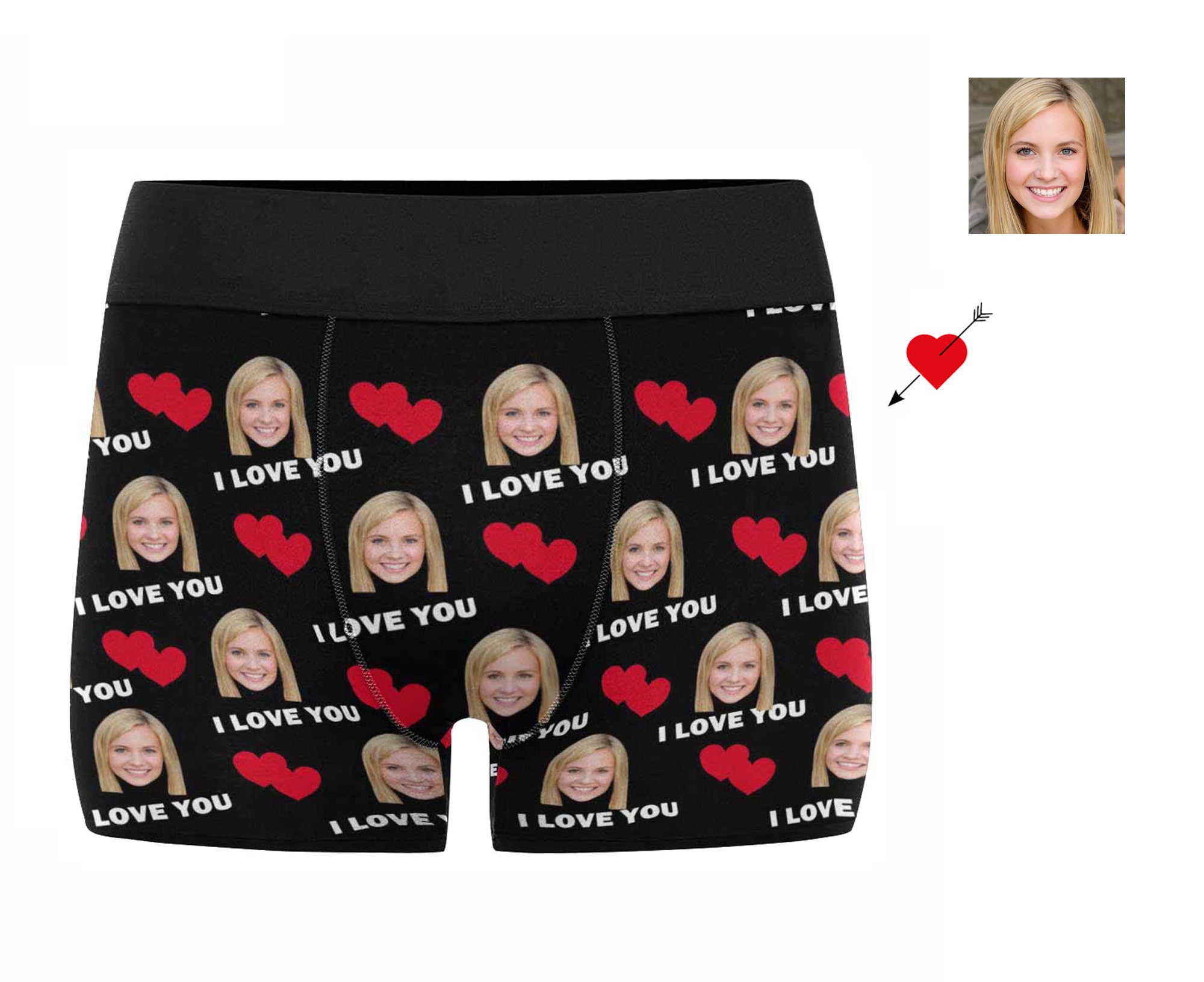 Custom Men's Boxer Briefs Girlfriend Face I Love You Heart Etsy